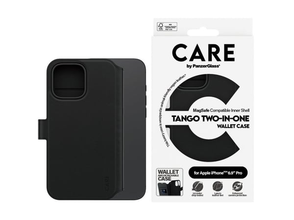 CARE by PanzerGlass Tango - Lommebok for mobiltelefon - to-i-én - MagSafe-samsvar - polykarbonat, polyuretanlær