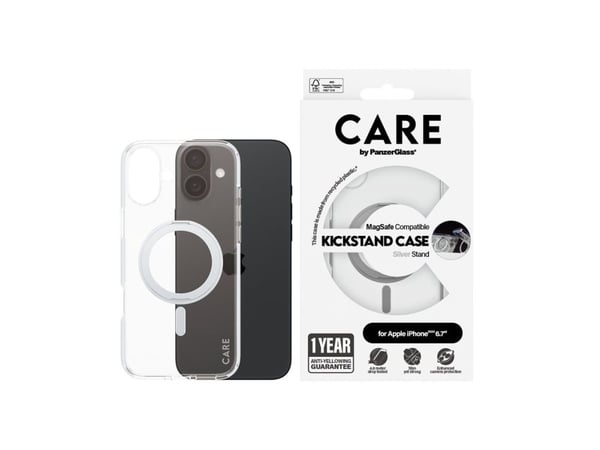 CARE by PanzerGlass Urban Combat Suojakuori Hopea Läpinäkyvä Apple iPhone 16 Plus