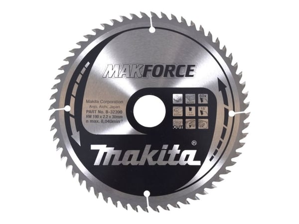 Makita MAKFORCE - Sirkelformet sagblad - for tre - 190 mm - 60 tenner