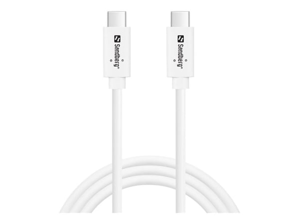 Sandberg - USB-kabel - USB-C (hane) till USB-C (hane) - USB 3.1 Gen 2 - 1 m - USB-strömförsörjning (100W), upp till 10 Gbps dataöverföringshastighe...