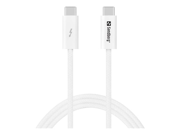 Sandberg USB-C>C USB4 240W+40Gbps, 1M, 1 m, USB C, USB C, USB4 Gen 3x2, 40 Gbit/sek., Hvid