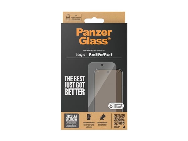 PanzerGlass - Skjermbeskyttelse for mobiltelefon - ultrabred passform - glass - for Google Pixel 9, 9 Pro