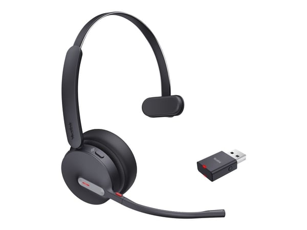 Yealink WH64 Hybrid Mono - Hodesett - on-ear - DECT / Bluetooth - trådløs - USB-A via DECT adapter, USB-C - Certified for Microsoft Teams