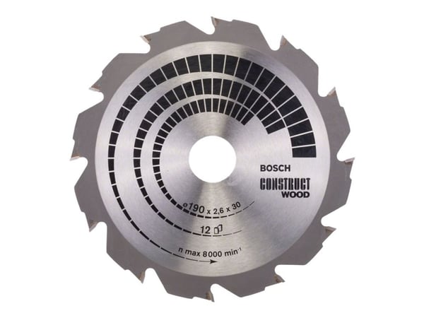 Bosch RUNDSAVKLINGE CONSTRUCT 190X2,6X30MM 12T 12T