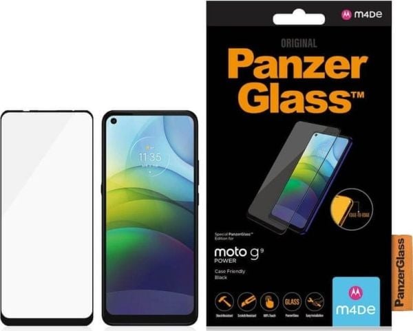 PanzerGlass - Skjermbeskyttelse for mobiltelefon - glass - rammefarge svart - for Motorola Moto G9 Power