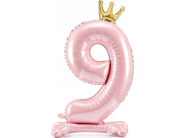 PartyDeco folieballong stående ballong 9 lys rosa 84 cm