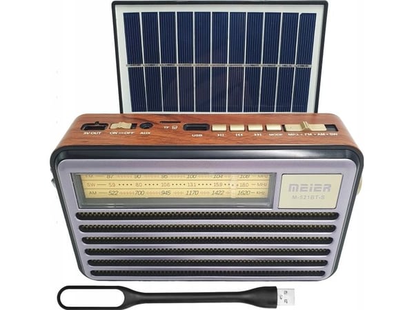 Vega bærbar radio LIWA RETRO Z med solcellepanel, FM, Bluetooth, USB, SD, AUX, USB-lampe, LX521BTS Vega bærbar radio LIWA RETRO Z med solcellepanel, FM, Bluetooth, USB, SD, AUX, USB-lampe, LX521BTS