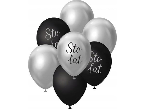 GoDan ballonger B&C bukett sølv-svart sytti år, 7 stk