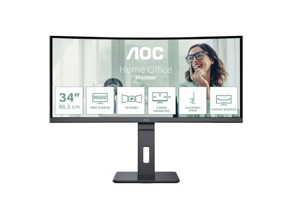 AOC CU34P3CV, 86,4 cm (34"), 3440 x 1440 pixlar, UltraWide Quad HD, LED, 4 ms, Svart