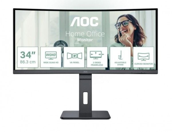 AOC CU34P3CV, 86,4 cm (34"), 3440 x 1440 pixlar, UltraWide Quad HD, LED, 4 ms, Svart