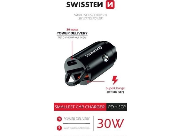 Swissten NANO, Automaattinen, Sikarisytytin, 20 V, Musta