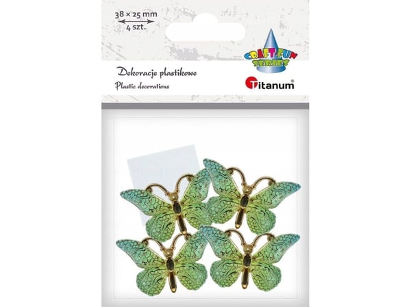 Titanum selvklebende dekorasjoner sommerfugler 38x23 mm, 4 stk