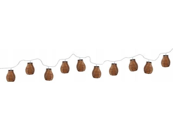 ProGarden lyskjede, 10 rattanlykter