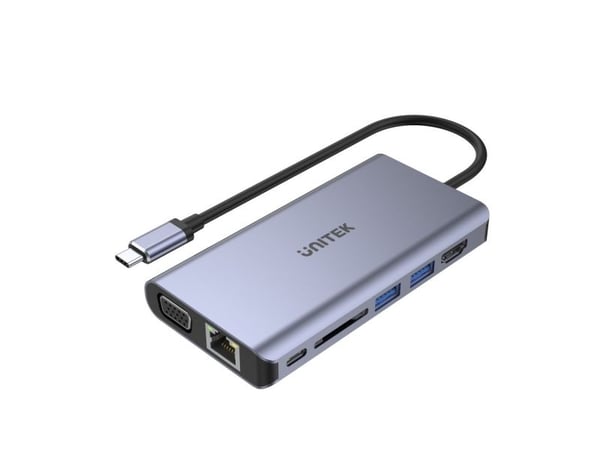 USB HUB Unitek HUB 8-i-1 USB-C 3.1; HDMI; VGA; RJ45; SD; PD 100W; D1019B