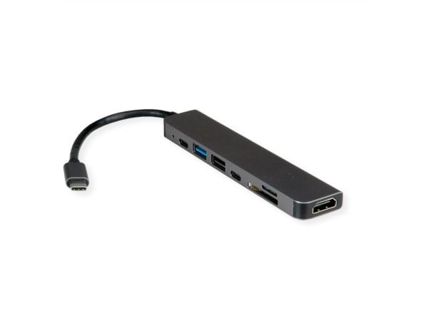 VALUE 12.99.1136, kaapeli, USB 3.2 Gen 2 (3.1 Gen 2) Type-C, musta, harmaa, MicroSD (TransFlash), SD, 3840 x 2160 pikseliä, 60 Hz