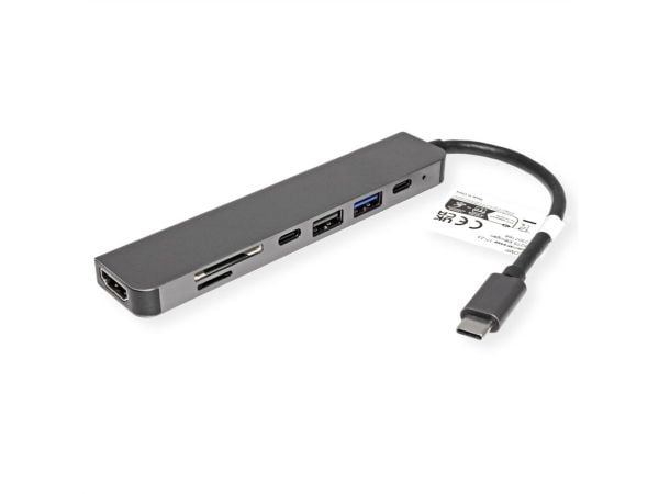 VALUE 12.99.1136, kaapeli, USB 3.2 Gen 2 (3.1 Gen 2) Type-C, musta, harmaa, MicroSD (TransFlash), SD, 3840 x 2160 pikseliä, 60 Hz