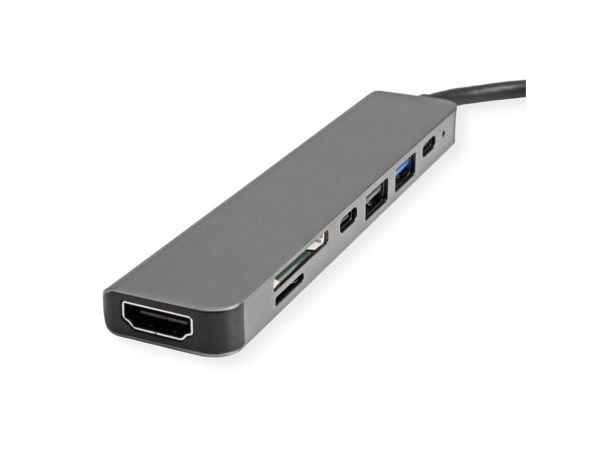 VALUE 12.99.1136, kaapeli, USB 3.2 Gen 2 (3.1 Gen 2) Type-C, musta, harmaa, MicroSD (TransFlash), SD, 3840 x 2160 pikseliä, 60 Hz