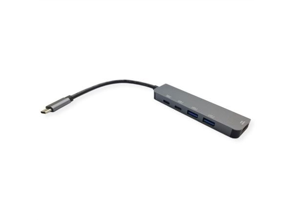 VALUE 12.99.1137, kaapeli, USB 3.2 Gen 1 (3.1 Gen 1) Type-C, musta, harmaa, 3840 x 2160 pikseliä, 60 Hz, 0,1 m