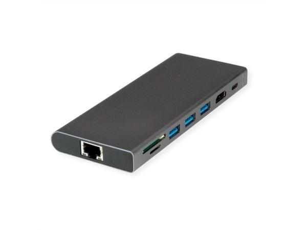 VALUE 12.99.1138, Kabel, USB 3.2 Gen 1 (3.1 Gen 1) Type-C, 3,5 mm, Svart, Grå, MicroSD (TransFlash), SD, 3840 x 2160 pixlar
