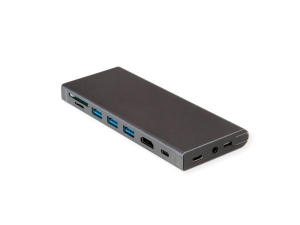 VALUE 12.99.1138, langallinen, USB 3.2 Gen 1 (3.1 Gen 1) Type-C, 3,5 mm, musta, harmaa, MicroSD (TransFlash), SD, 3840 x 2160 pikseliä
