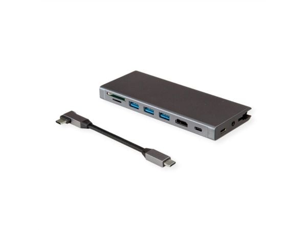 VALUE 12.99.1138, langallinen, USB 3.2 Gen 1 (3.1 Gen 1) Type-C, 3,5 mm, musta, harmaa, MicroSD (TransFlash), SD, 3840 x 2160 pikseliä