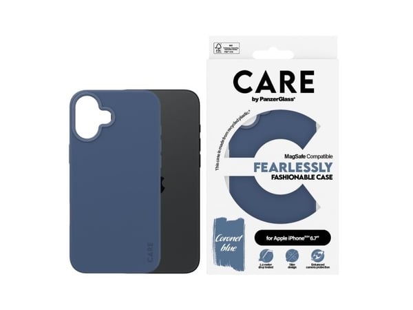 CARE by PanzerGlass - Baksidedeksel for mobiltelefon - MagSafe-samsvar - oleofobisk belegg, termoplast-polyuretan (TPU), polykarbonat (PC) - blå - ...