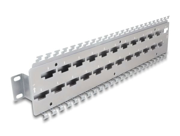 Delock - Rack cable management routing panel - for network cable connectors with LSA connection, metal - veggmonterbar - 1U - 19" - 24 porter