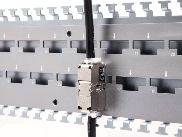 Delock - Rack cable management routing panel - for network cable connectors with LSA connection, metal - veggmonterbar - 1U - 19" - 24 porter