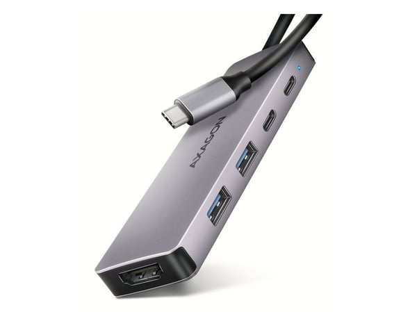 Axagon HMC-5H60, dockning, USB 3.2 Gen 1 (3.1 Gen 1) Type-C, 100 W, Grå, 4K Ultra HD, 4096 x 2160 pixlar