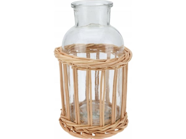 Home Styling Collection Dekorativ flaske i flettet kurv