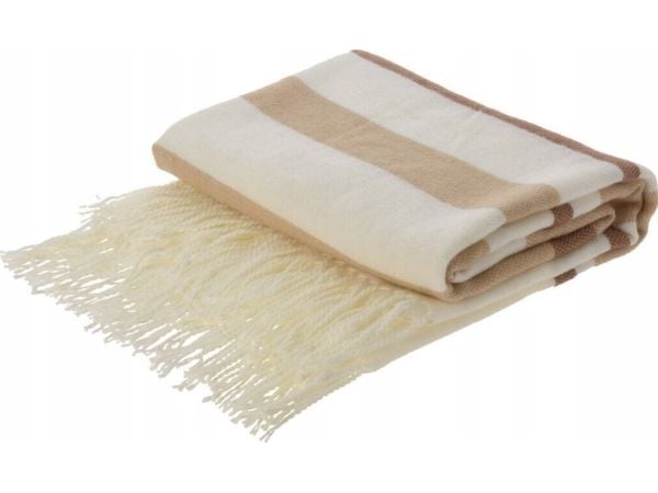 Home Styling Collection pledd med frynser, stripete, akryl, 130 x 160 cm