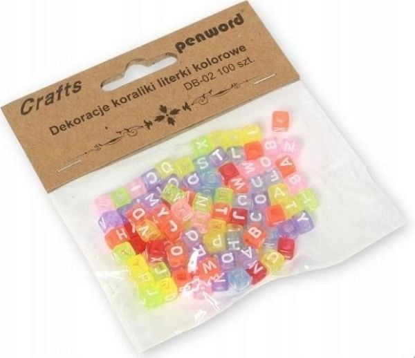 Polsirhurt perler til dekorasjon DB-02 bokstaver fargerike 6x6 mm 100 stk.