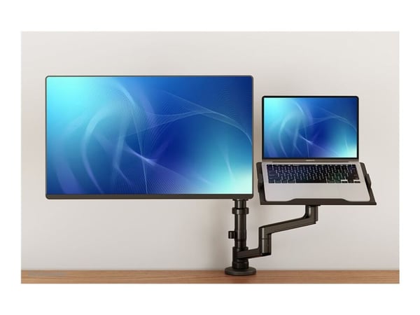 Neomounts DS20-425BL2 - Monteringssats (bordsfäste, skrivbordsgenomföring, anteckningsboksfack, bildskärmsarm, VSA-adapter, arm för bärbar dator) -...