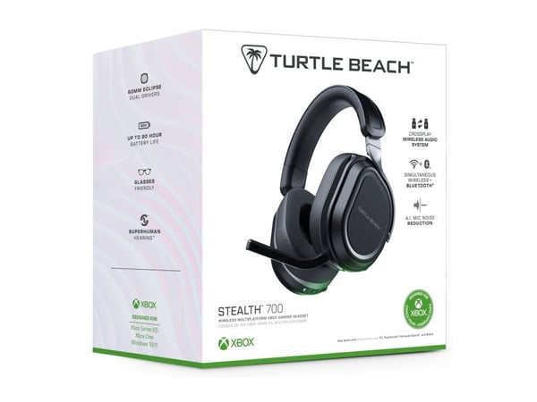 Turtle Beach Stealth 700 - 3. generasjon - hodesett - full størrelse - Bluetooth / 2,4 GHz radiofrekvens - trådløs - USB-A - lydisolerende - svart