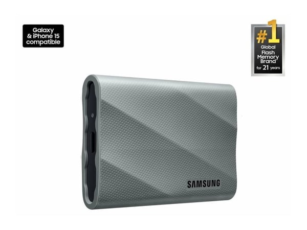 Samsung T9 MU-PK2T0G - SSD - kryptert - 2 TB - ekstern (bærbar) - USB 3.2 Gen 2x2 (USB-C kontakt) - 256-bit AES - grå