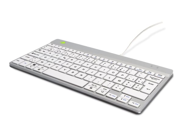 R-Go Compact Break - Tastatur - with integrated break indicator - USB-C - AZERTY - Belgisk - hvit