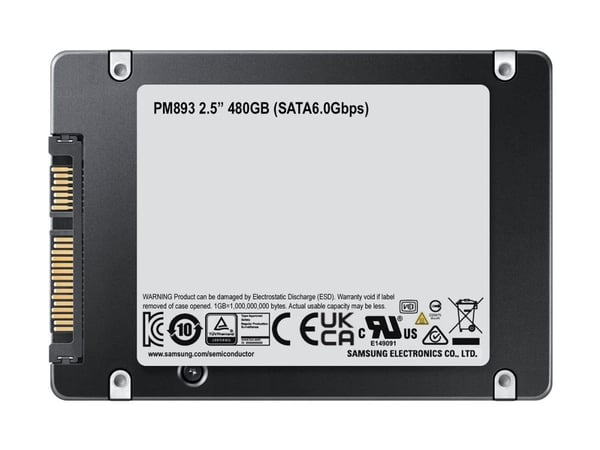 Samsung PM893, 480 GB, 2,5", 550 MB/s, 6 Gbit/s
