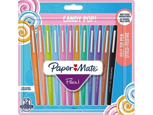 Papermate Flair Candy Pop, Gelépenn med hette, Flerfarget, Flerfarget, Plast, Medium, Rund