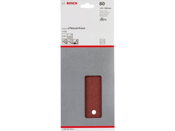 Bosch slipepapir 115 x 280 mm K80 10 stk