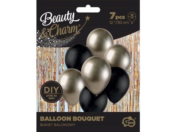 GoDan ballonger B&C bukett prosecco-svart 7 stk