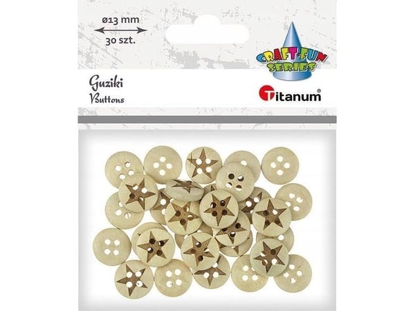 Titanum treknapper stjerner 13 mm 30 stk