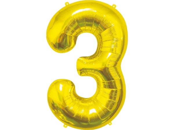 GoDan Balon foliowy B&C Cyfra 3, złota, 85 cm