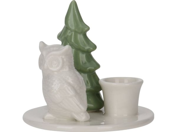 Home Styling Collection lysestake i keramikk med juletre, 8 cm