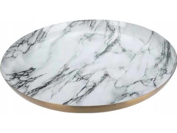 Home Styling Collection dekorativt fat/plate hvit marmor