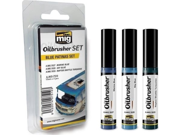 Vallejo Ammo Oilbrusher-sett - Blå patina-sett