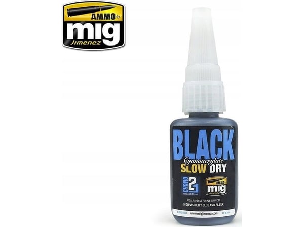 Vallejo Ammo: Svart Slow Dry Cyanoacrylate (21 g)