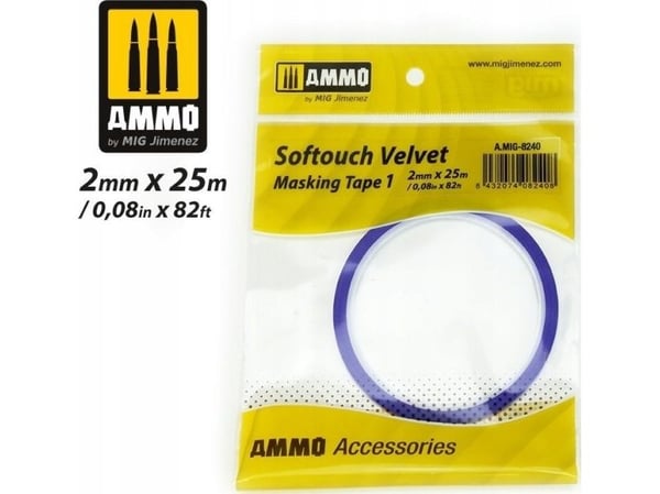 Vallejo Ammo: Softouch Velvet Masking Tape 1 (2 mm x 25 m)