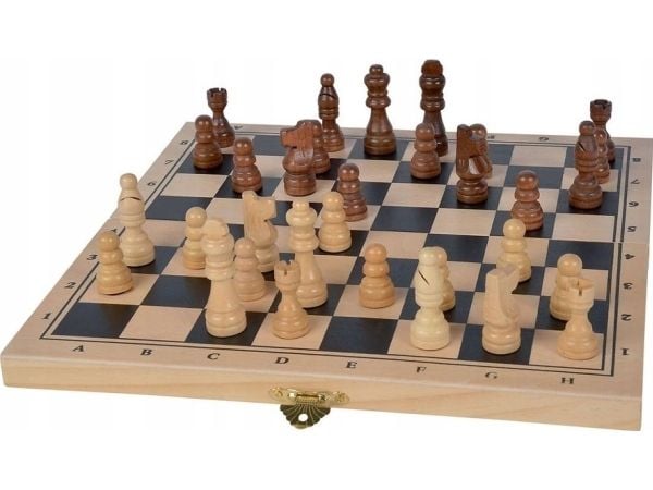 Simba Deluxe sjakksett i tre/beige