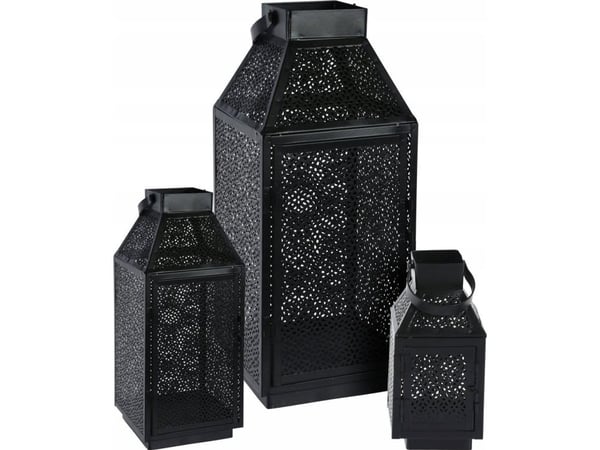 Home Styling Collection sett med 3 metalllykter i ulike størrelser