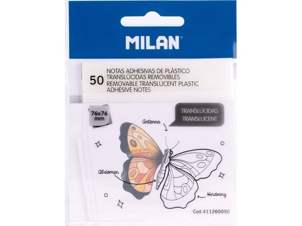 Milan selvklebende notatlapper 76x76/50K clear
